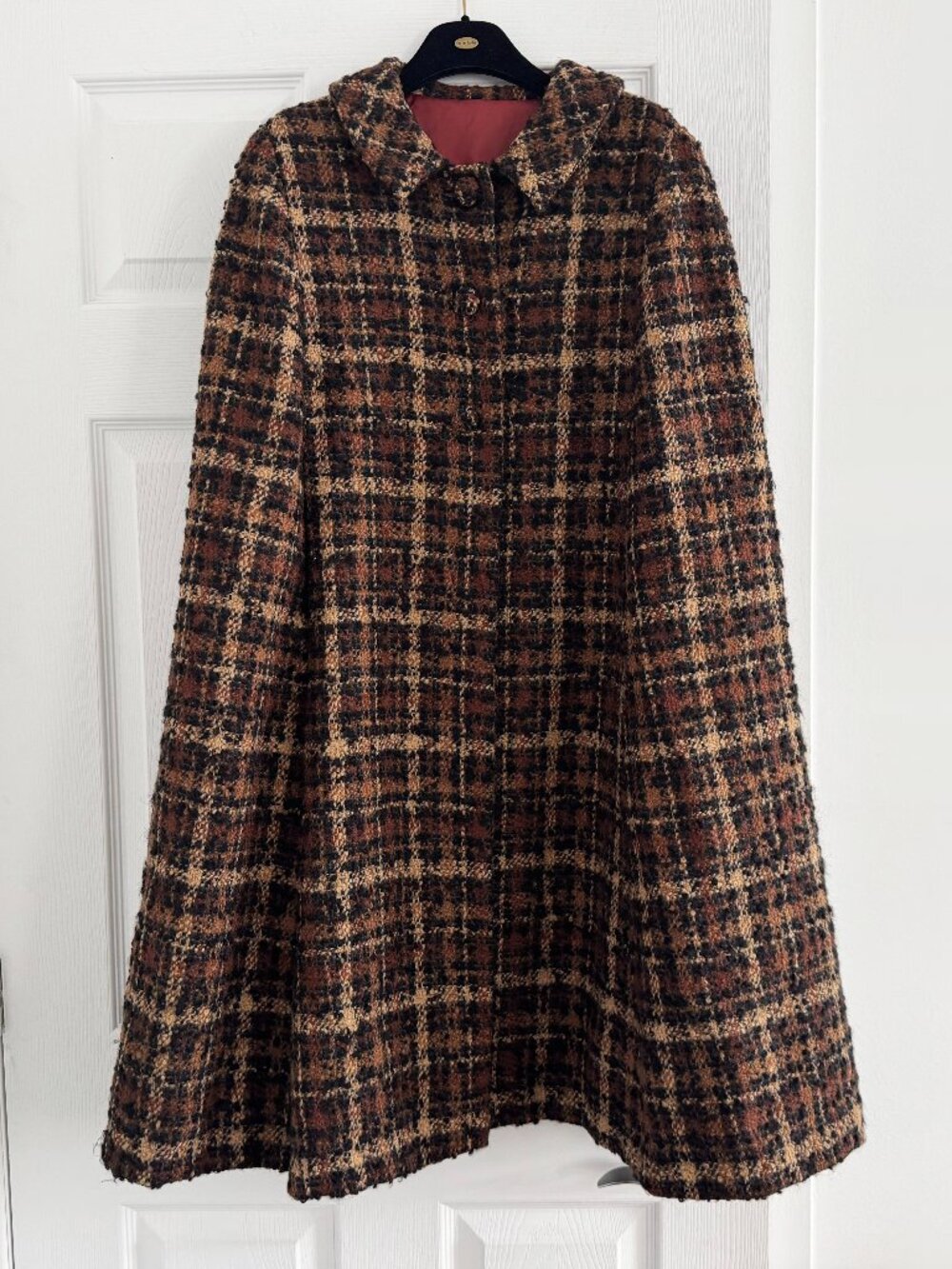 Custom Made Tweed Cape in Brown, fits about a size XS/S
